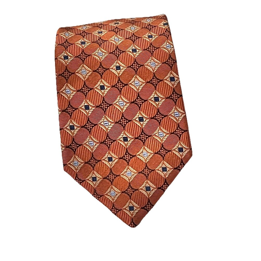 Jos A Bank Executive Collection Men Silk Brown & Blue Geometric Jaquard Tie NWT